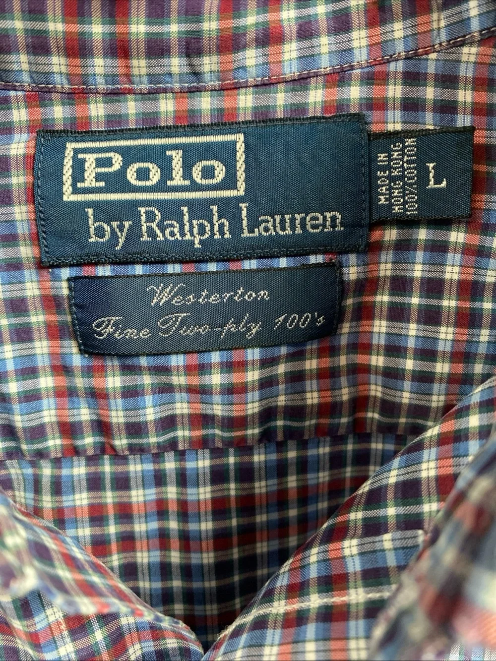 Polo Ralph Lauren Westerton Fine Two Ply 100 Large Plaid Vintage Preppy Shirt